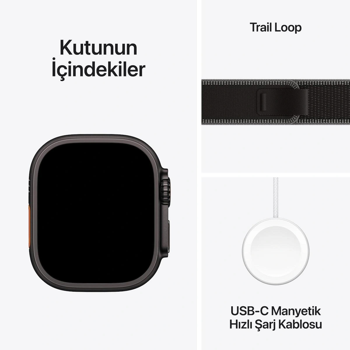 Apple Watch Ultra 3 GPS + Cellular 49mm Black Titanium Case with Black/Charcoal Trail Loop – M/L