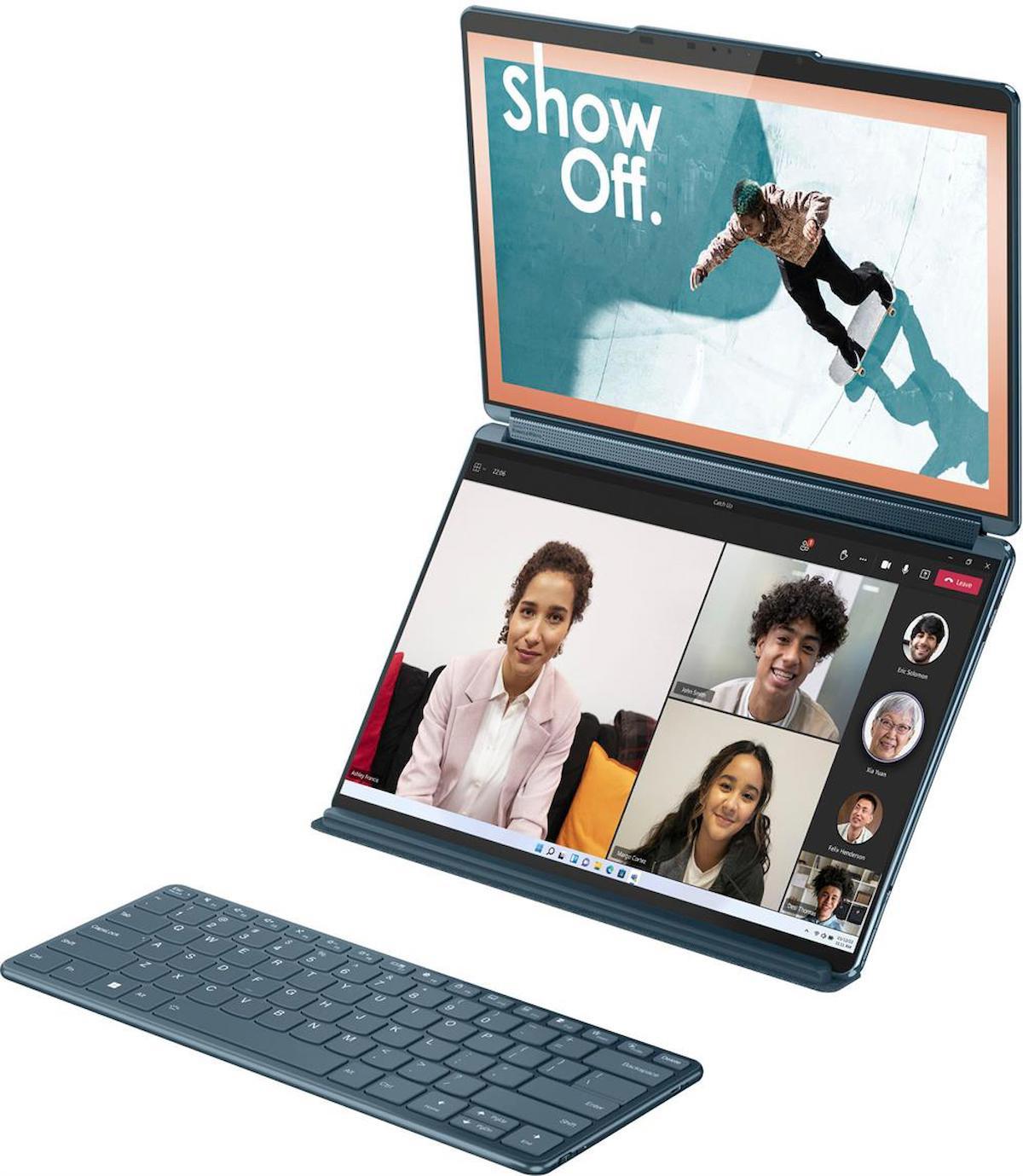 Lenovo-Yoga Book 9i 2si 1 Arada 13,3 2,8K Çift Ekranlı OLED Dokunmatik Dizüstü Bilgisayar – 16 GB RAM Intel Core i7-1355U – 512 GB SSD – Deniz Mavisi