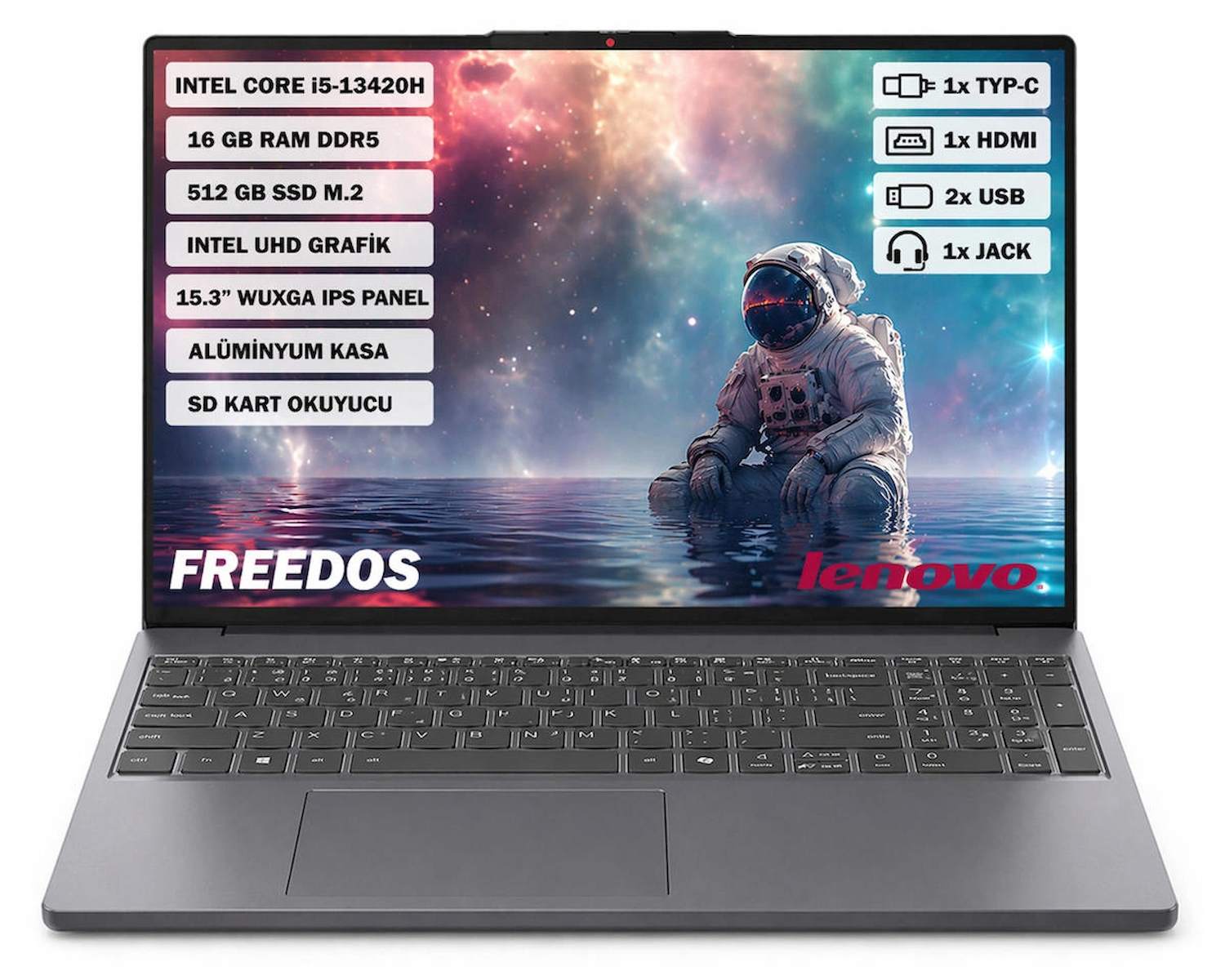 LENOVO IdeaPad Slim3 Intel Core i5-13420H 16 GB 512 GB SSD 15.3″ WUXGA IPS FreeDOS Dizüstü Bilgisayar 83K1003MTR
