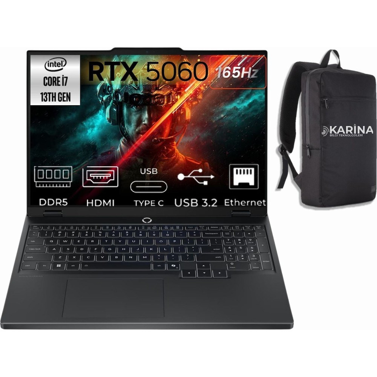 Lenovo Legion 5 15IRX10 83LY00PYTR i7-13650HX 32 GB 1 TB SSD RTX5060 15.3″ Dos WUXGA Dizüstü Bilgisayar