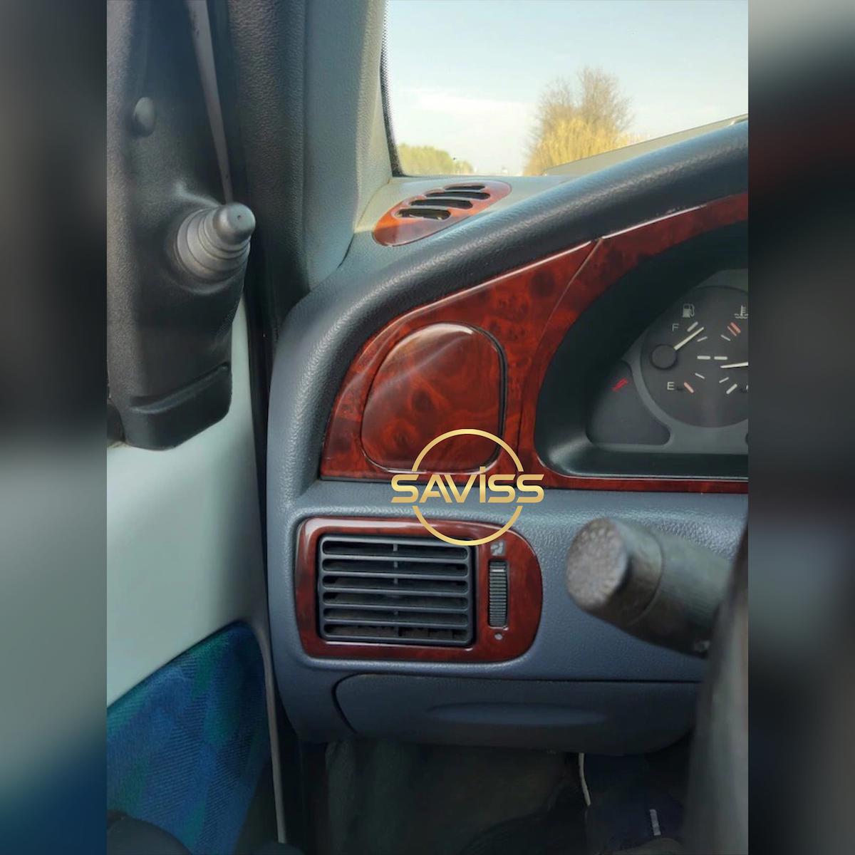 Fiat Palio uyumlu Gül desenli Maun, Full Set Torpido Maun Kaplama,Konsol Kaplama (Gül desenli maun)