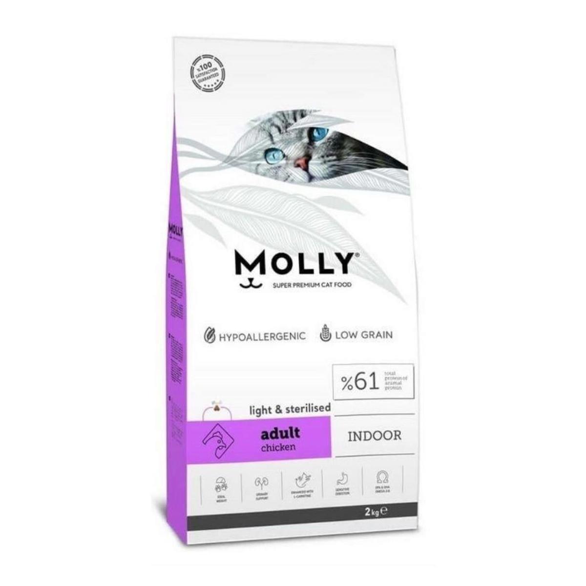 Molly Hipoalerjenik Düşük Tahıllı Light & Sterilised Tavuklu Kısırlaştırılmış Kedi Maması 2 kg