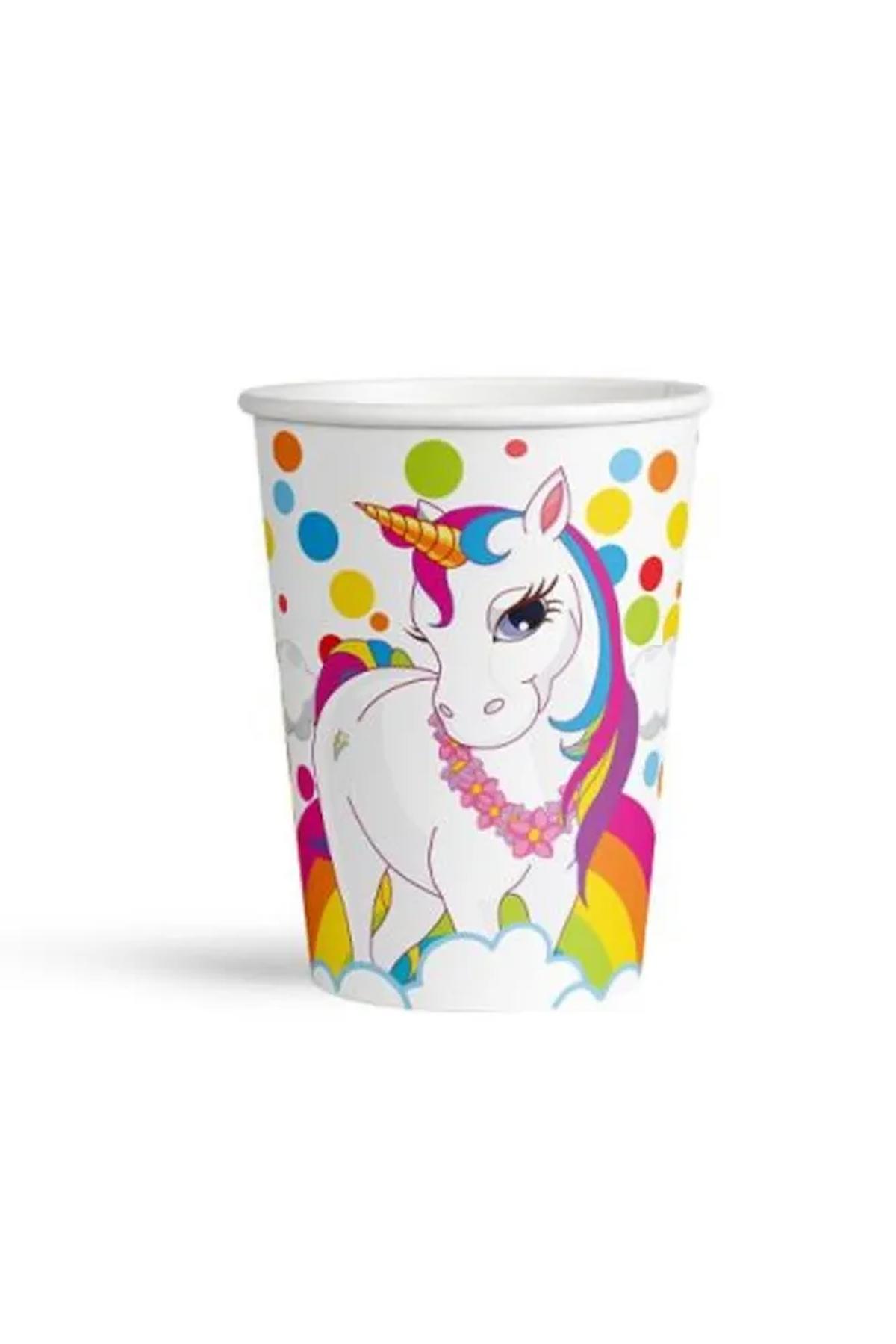 Rainbow Unicorn Karton Bardak 8 Adet