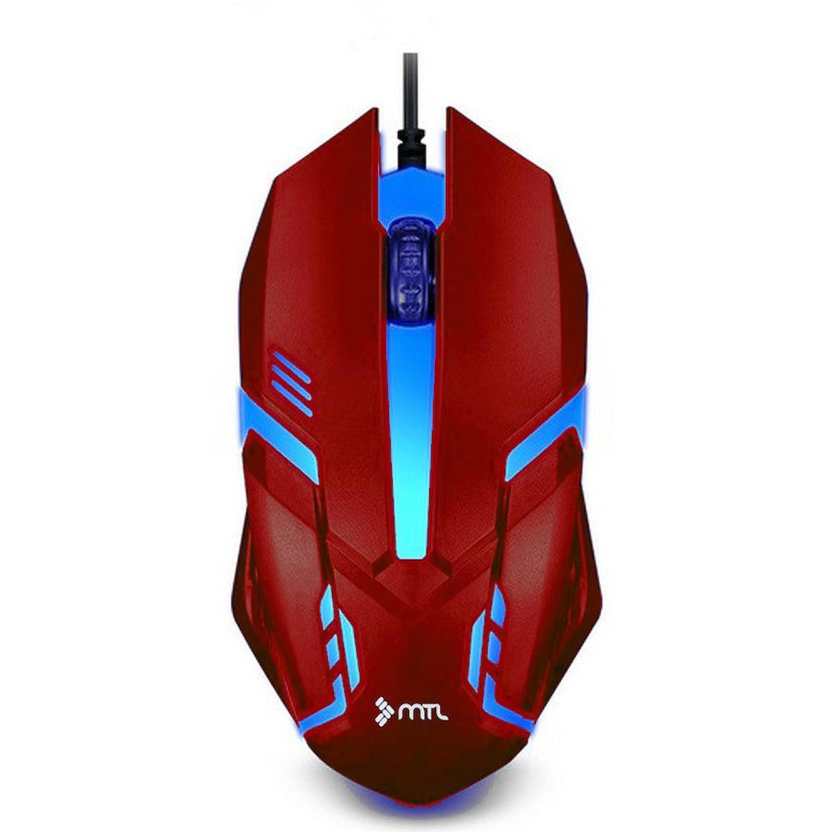 MTL Mt8203 Kablolu Mouse Bilgisayar Faresi 1200 Dpi RGB Işıklı Kırmızı