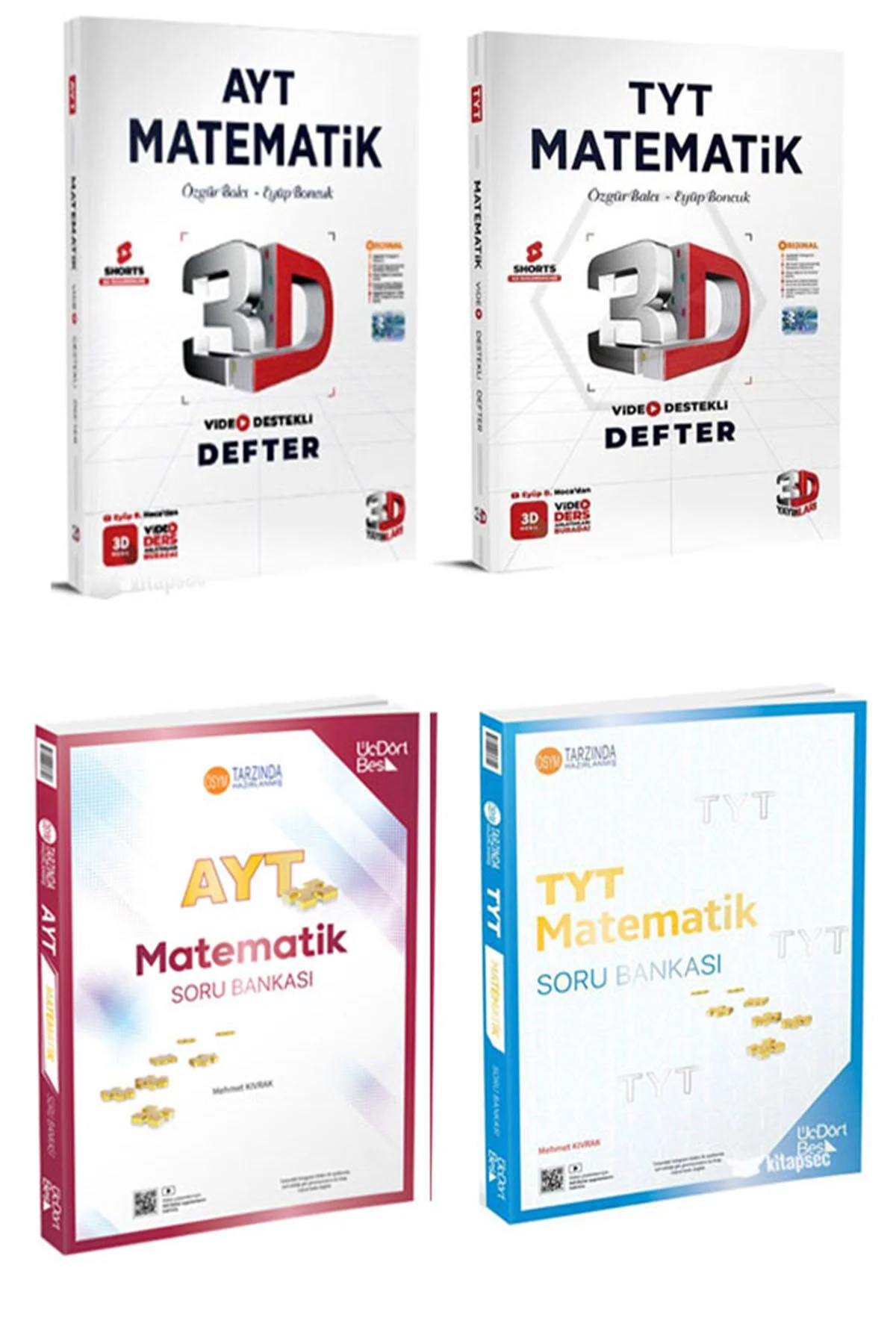 AYT TYT Matematik Video Destekli Defter ve Soru Bankası Seti 3D Üçdörtbeş Yayınları