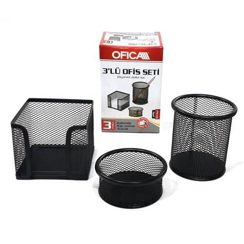 Ofica 3 lü Masaüstü Perfore Set (Kalemlik + Küpnotluk + Ataçlık)