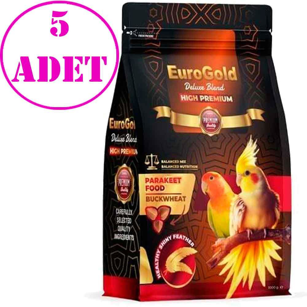 EuroGold Deluxe Blend Paraket Yemi Kara Buğday Katkılı 1 Kg 5 AD