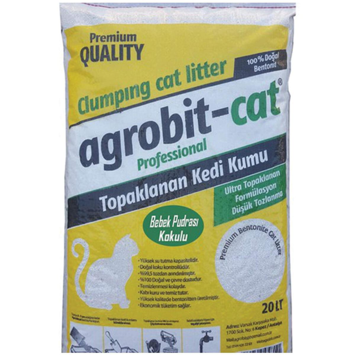 Agrobit Cat Bebek Pudra Kokulu Doğal Bentonit Kedi Kumu 20 lt