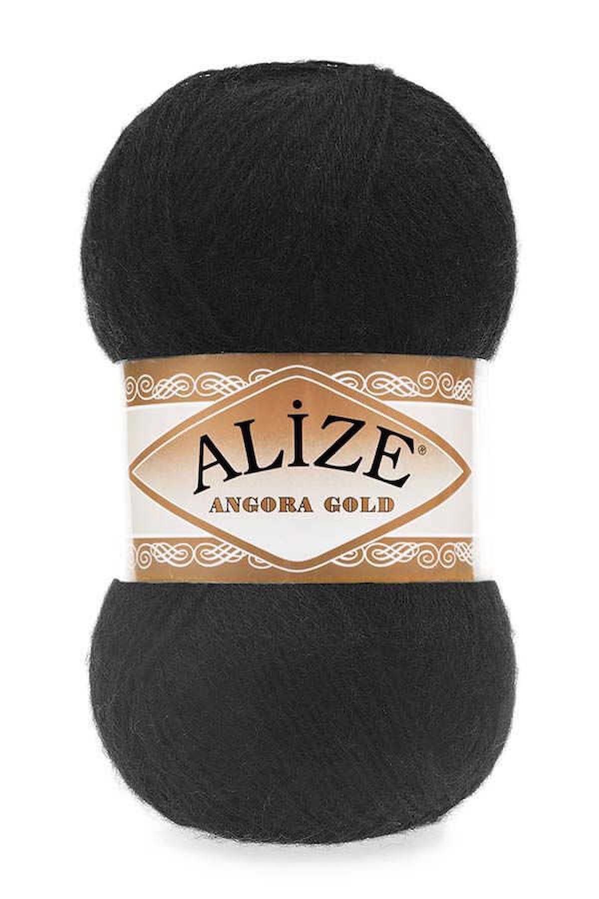 Alize Angora Gold Örgü İpi Siyah 5'Li Paket (60)