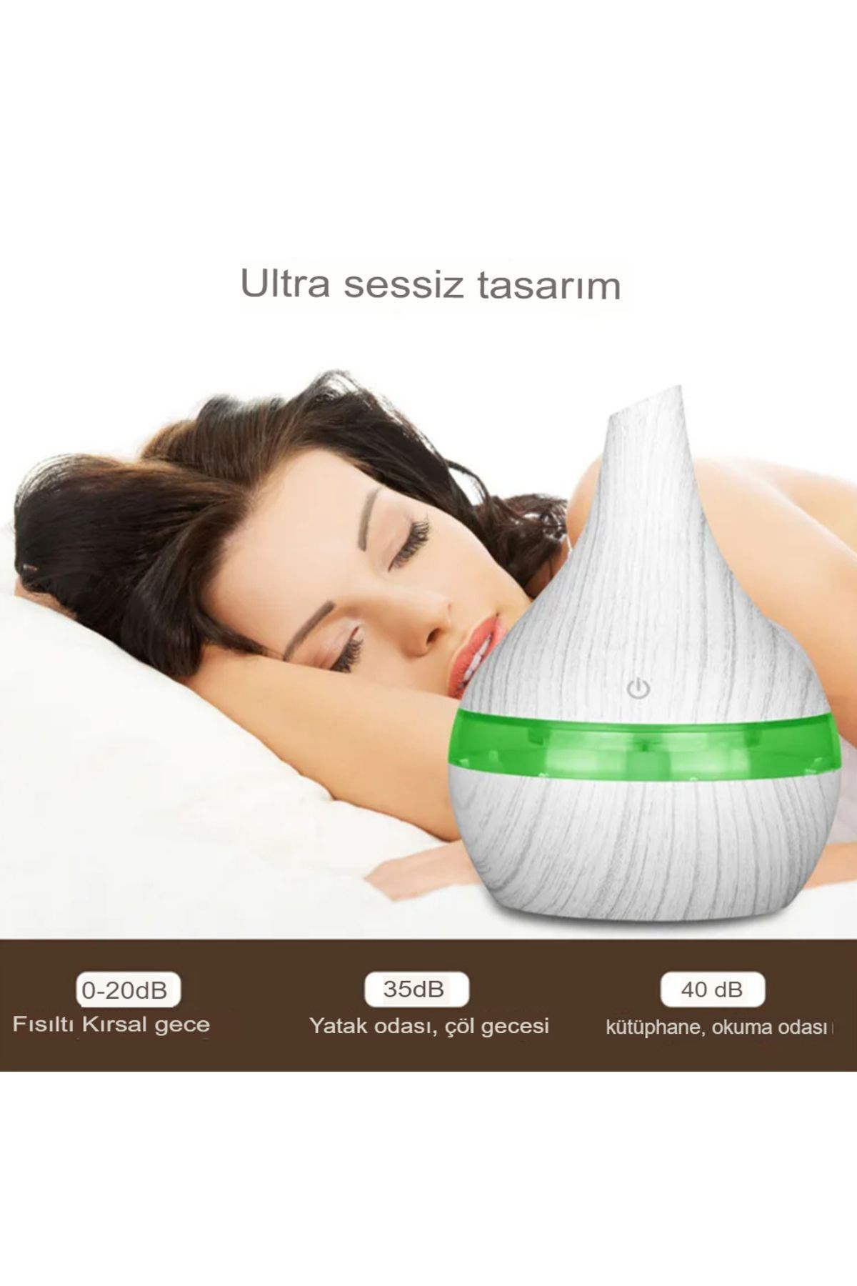 Kahverengi Japon Modeli  Hava Nemlendirici 7 Renk Ultrasonik Ahşap Görünüm Ledli Koku 300ml Aroma