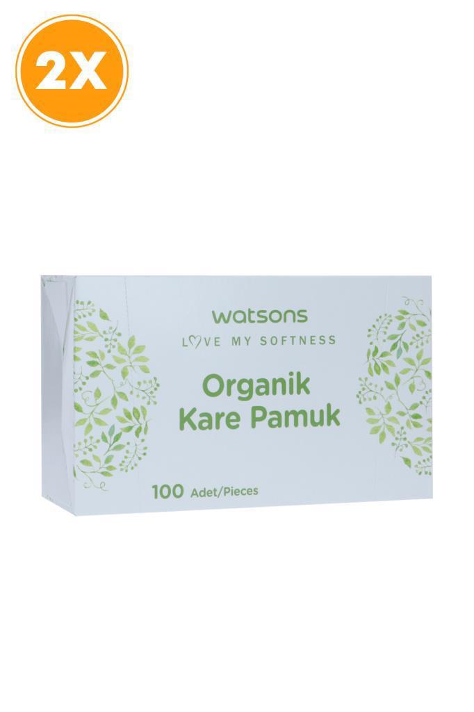 Watsons Square Pads In A Box 100s Organik Kare Pamuk Kutu 100 Adet X2 ADET