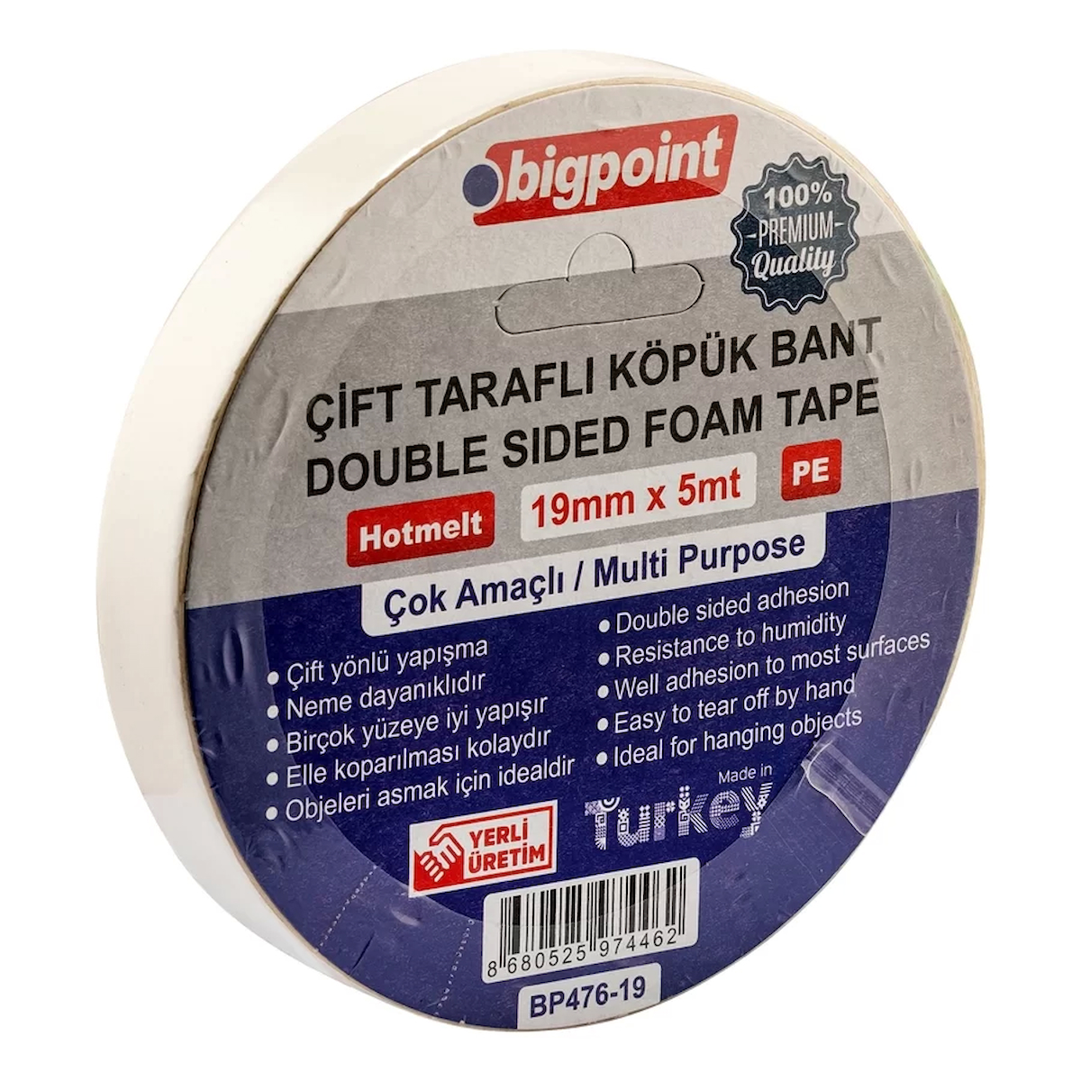 Bigpoint Çift Taraflı Köpük Bant 19mmx5m