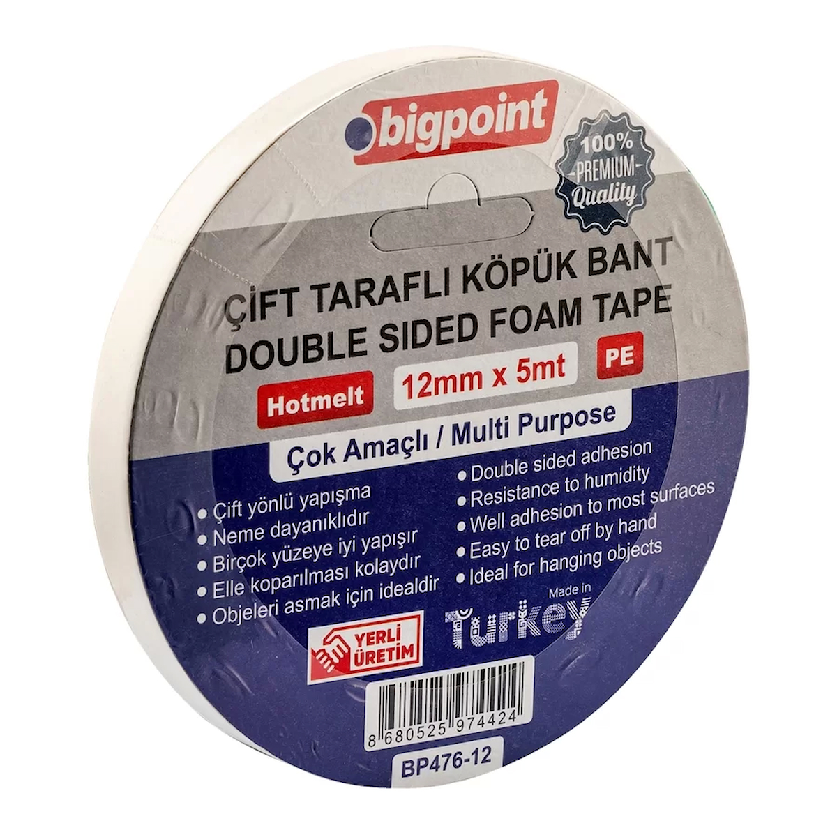 Bigpoint Çift Taraflı Köpük Bant 12mmx5m