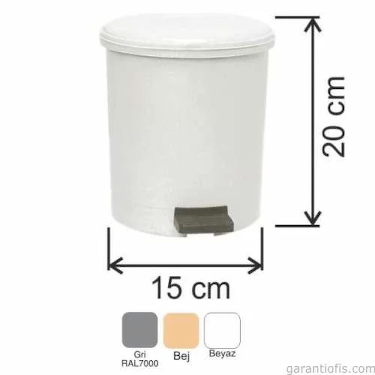 Garanti Metal 7135 Plastik İç Kovalı Yuvarlak Pedallı Çöp Kovası (3,5 Litre)