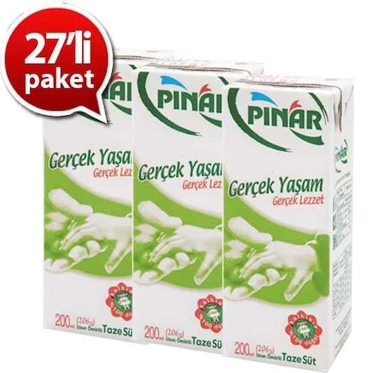 Pınar UHT Tam Yağlı Süt 200ml (27 li Koli)