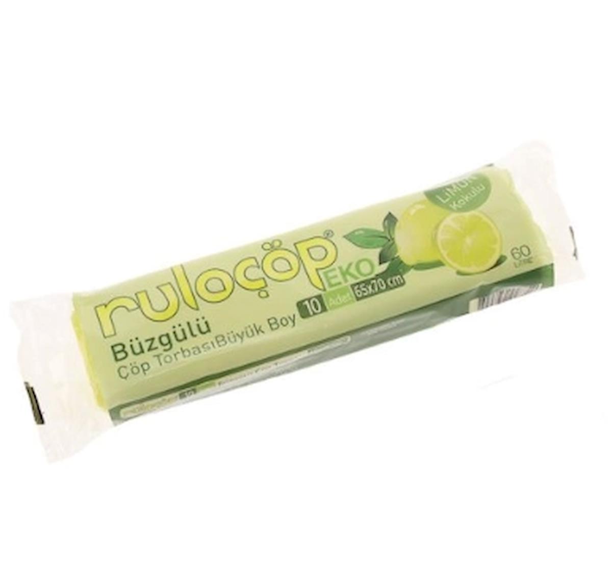 Büzgülü Çöp Torbası Büyük Boy Limon Kokulu 10 Adet ( 65x70 )