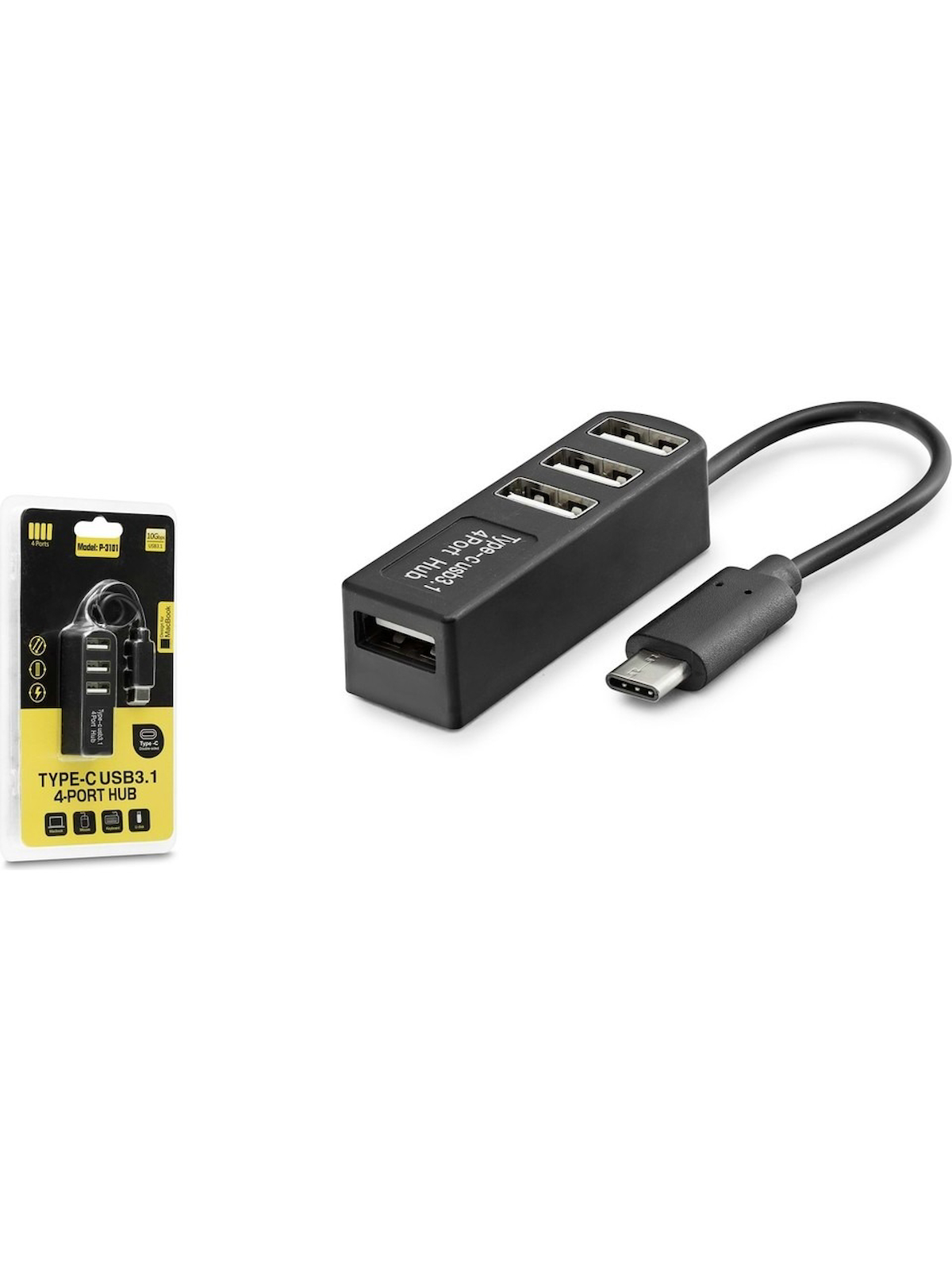 Hadron HDX7015 Type-C 3.1 - 4xUSB 3.0 Hub Telefon Uyumlu Type-C Çoklayıcı - Siyah