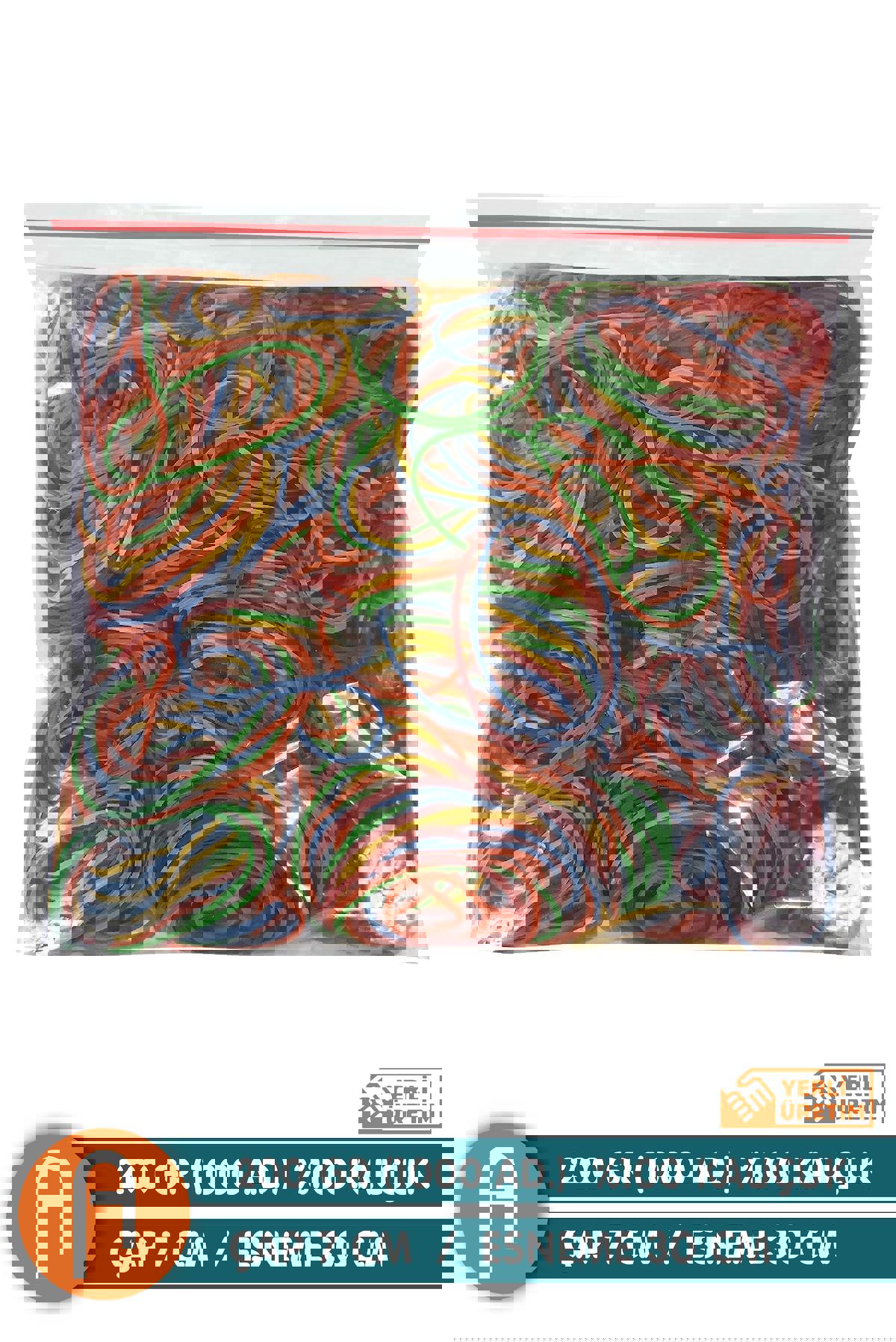 Renkli Kauçuk Ambalaj Paket Lastiği 200Gr.(1000Ad.)