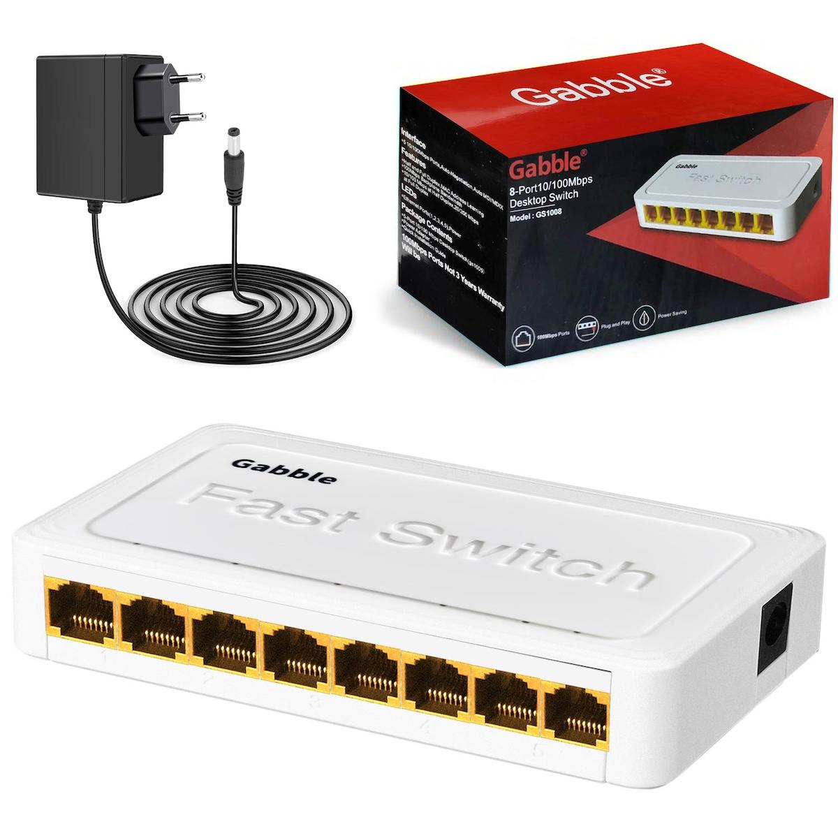 ETHERNET SWITCH HUB 8 PORT 10/100MBPS GABBLE GAB-SWC08