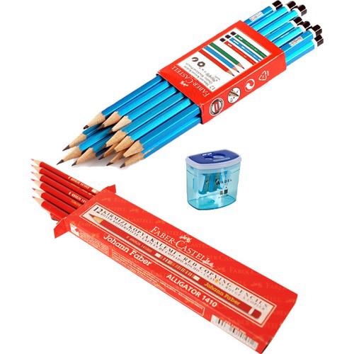 Faber-Castell Mercanlı Kurşun Kalem 12'li + Kırmızı Kopya Kalemi 12'li + Adel 685 Kalemtıraş