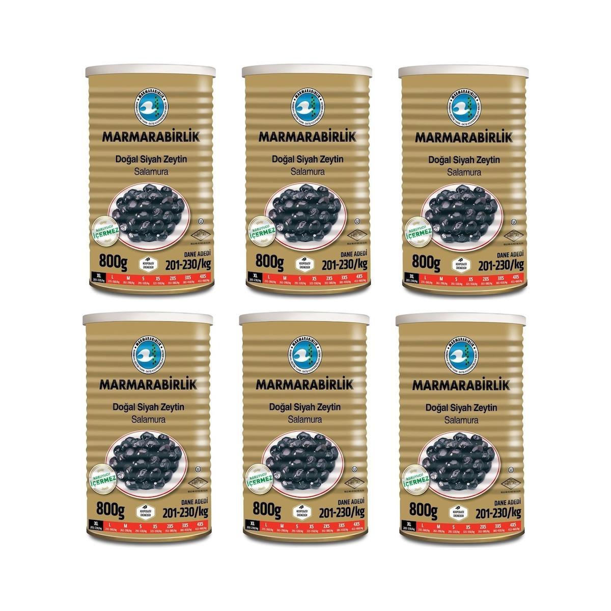 Marmarabirlik Salamura Siyah Zeytin Teneke (Xl) 800 gr - 6'lı