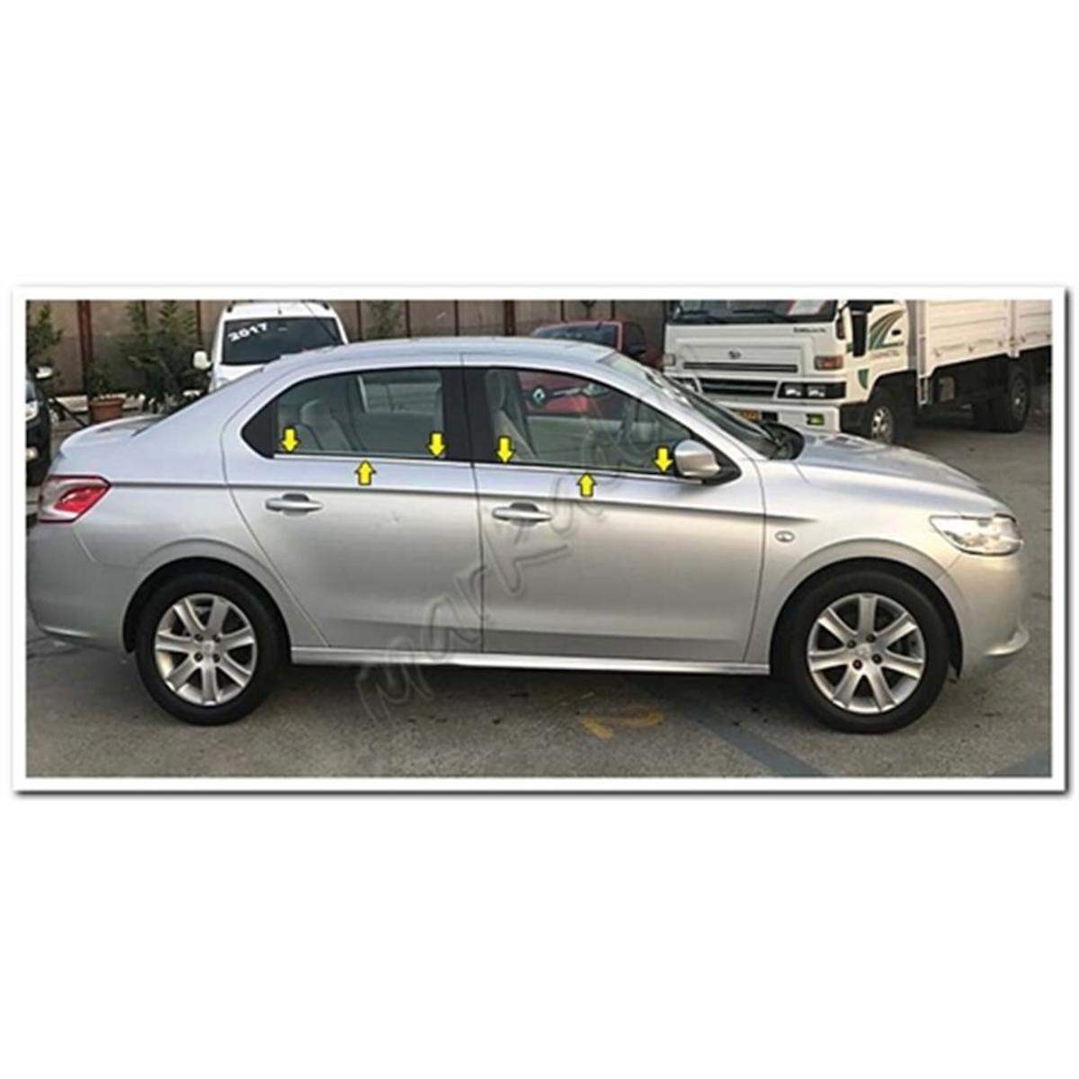 WOC Chrome Peugeot 301 Krom Cam Çıtası 2012 Sonrası 4 Parça Paslanmaz Çelik