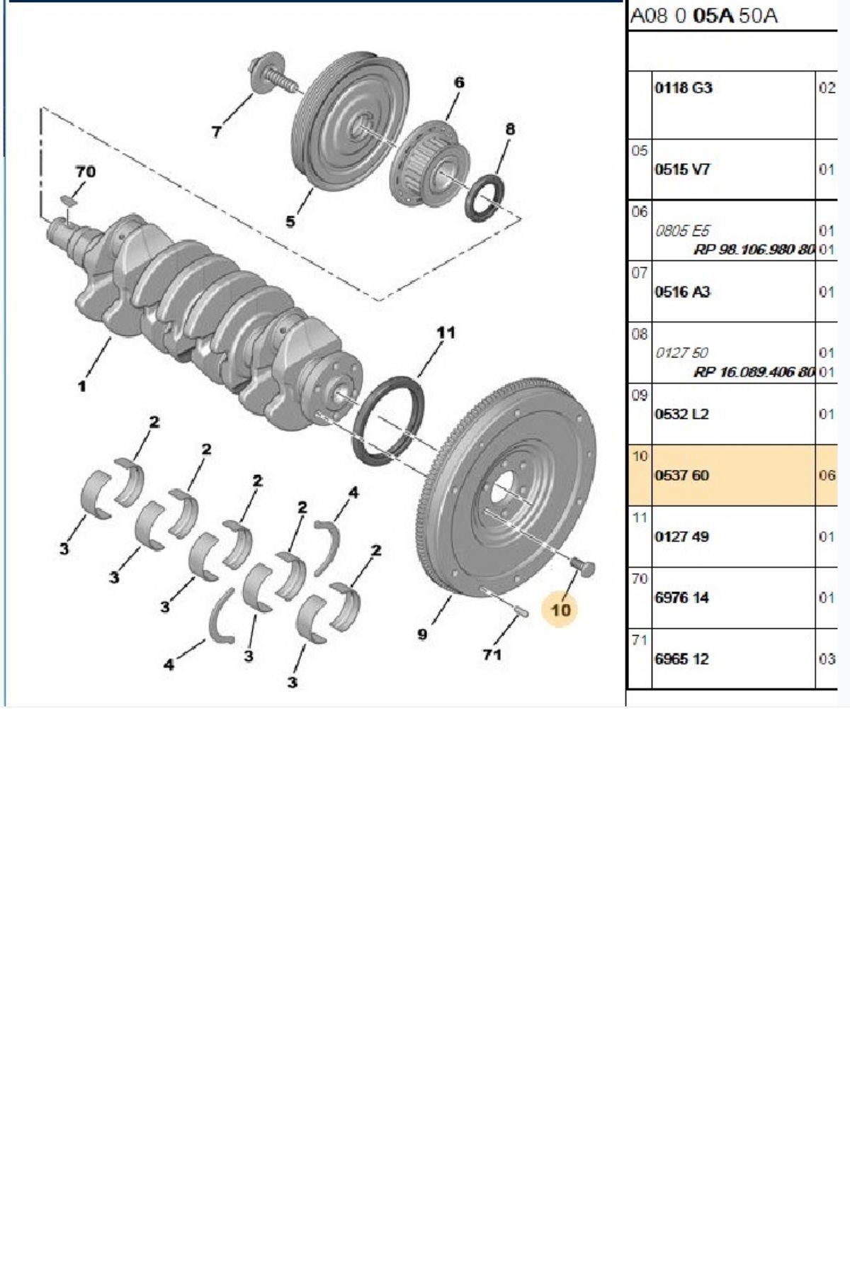 Volan Cıvatası 206 207 301 307 308 407 Rcz Bipper Partner Tepee Nemo Berlingo DW4-DW6 (053760)