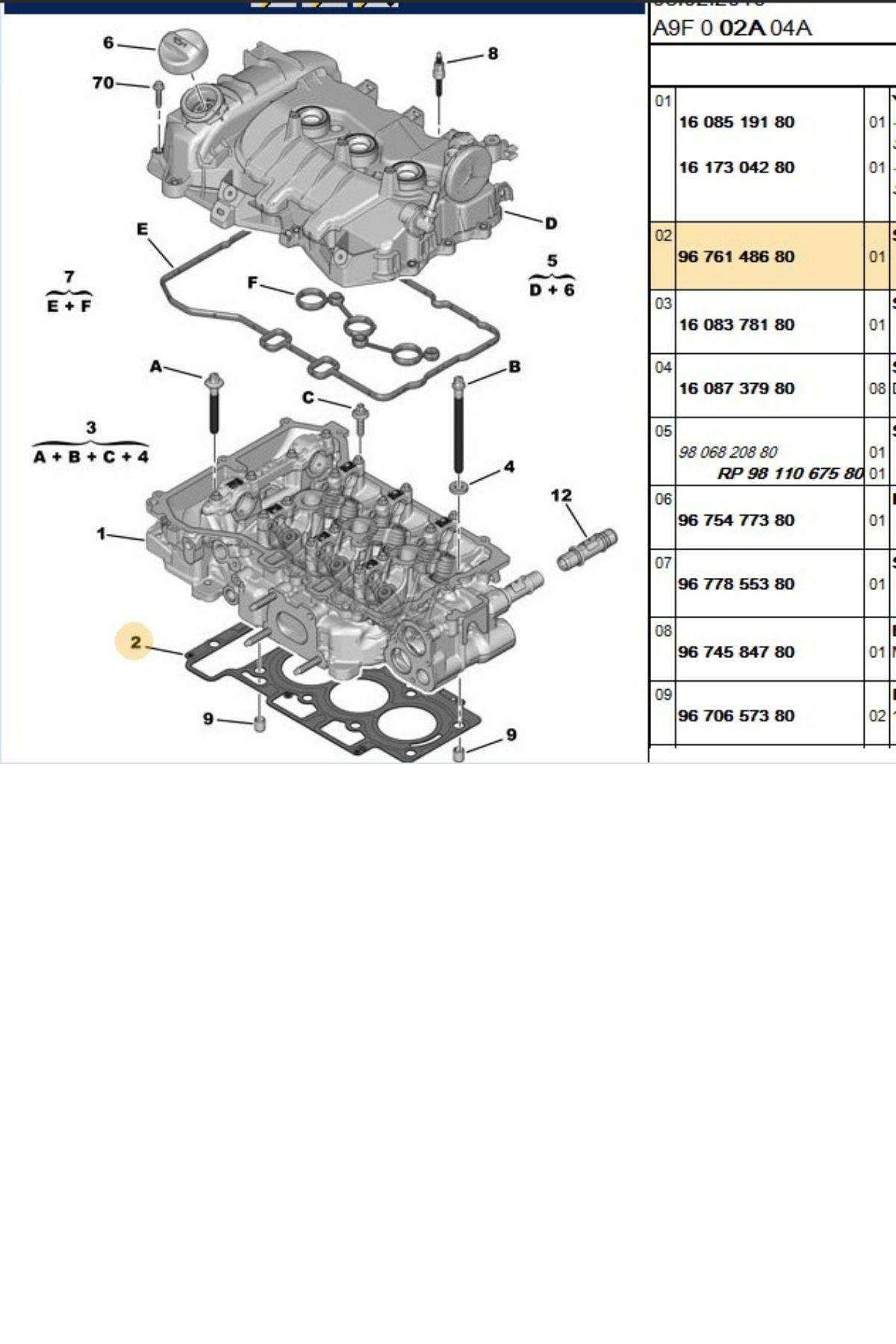 Silindir Kapak Contası 1,2 12V 208 308 2008 5008 C3 C4 (9676148680-9844043380)