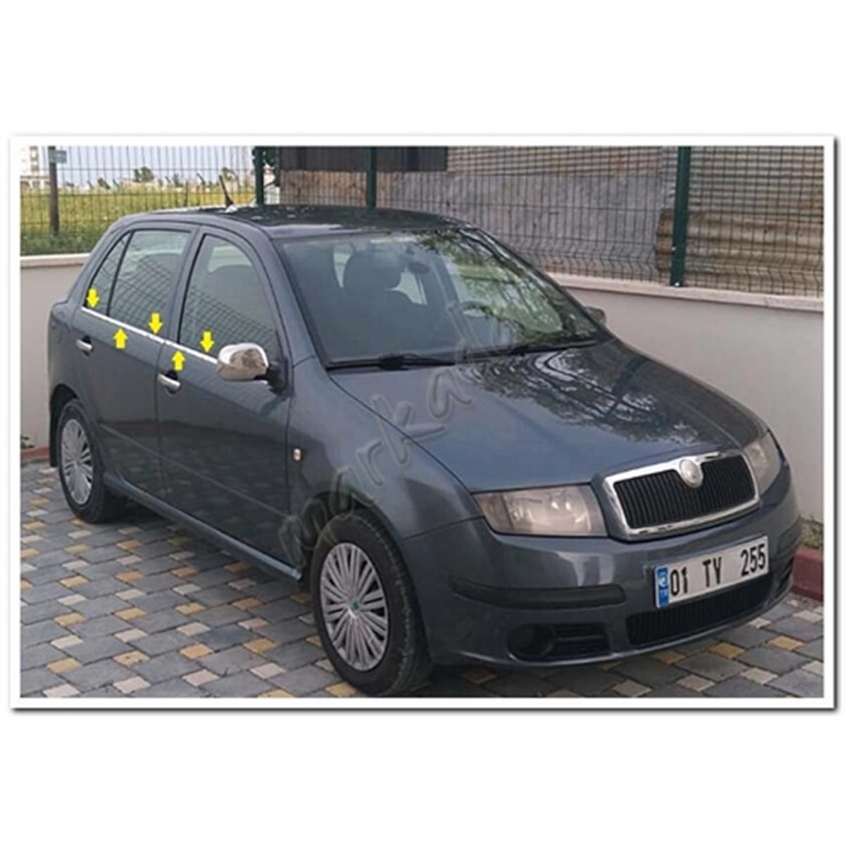 Skoda Fabia HB Krom Cam Çıtası 2000-2007 4 Parça Paslanmaz Çelik