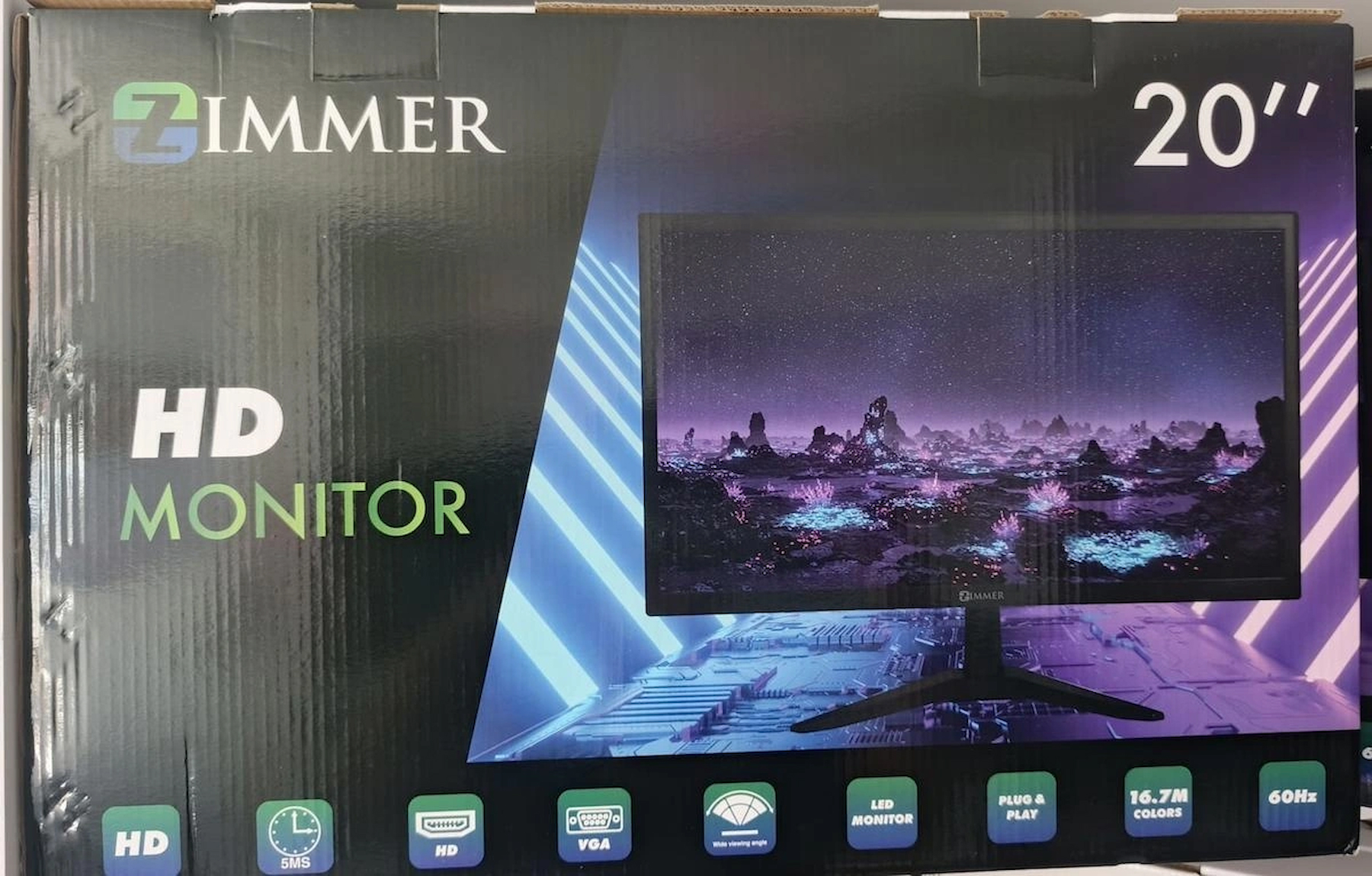 Zimmer 20″ HD LED Monitör Siyah 60Hz HDMI ve VGA