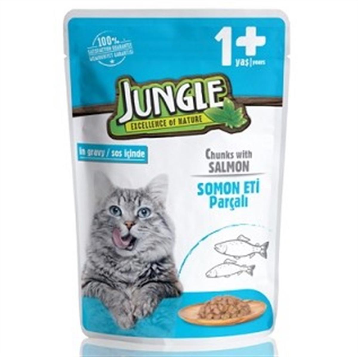 Jungle Somonlu Yetişkin Kedi Pouch 100 Gr X 24 Adet