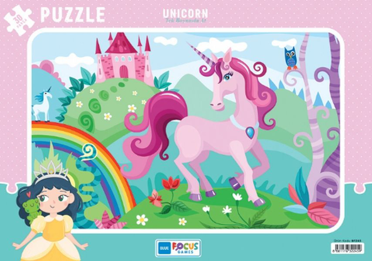 Blue Focus Unicorn (Tek Boynuzlu At) - Puzzle 30 Parça  (4022)