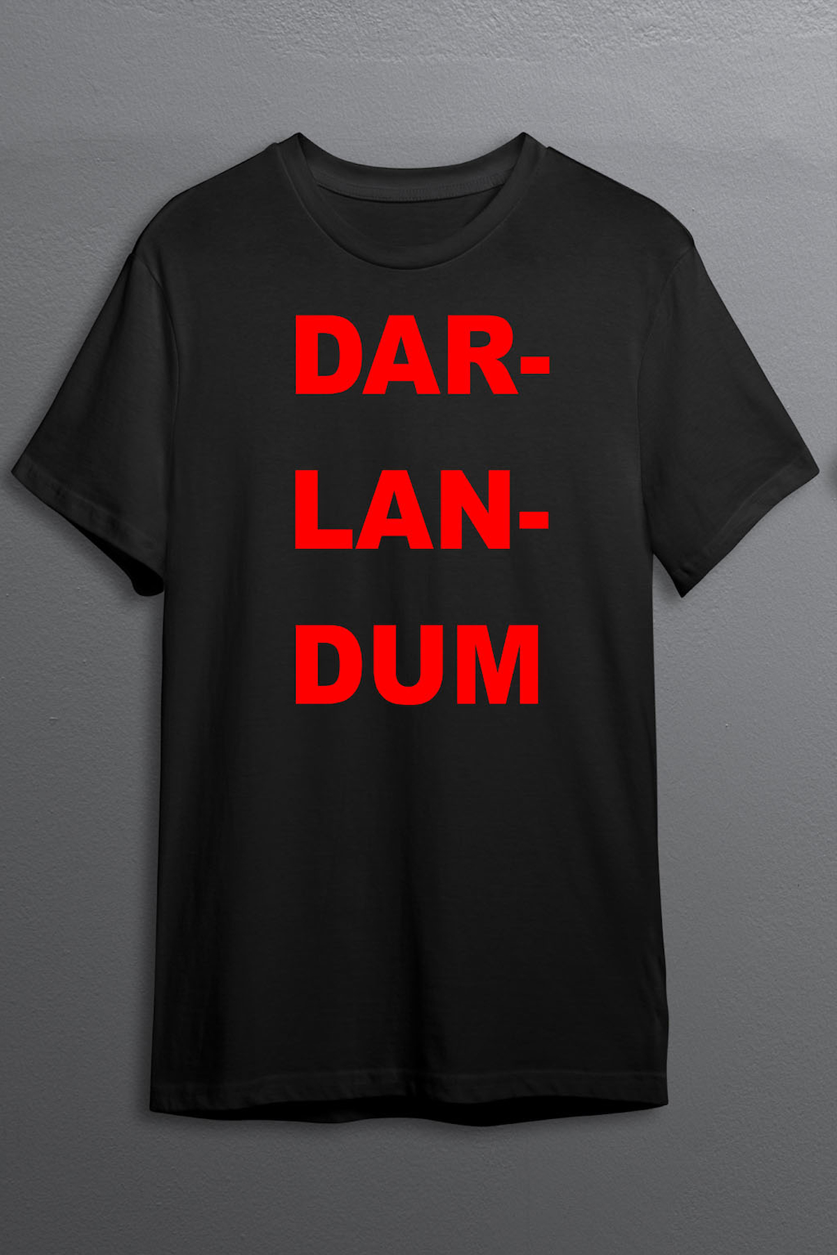 Darlandum Baskılı Pamuklu Likralı T-shirt (Kırmızı Yazılı Siyah) S Beden