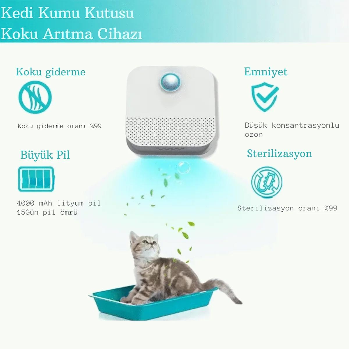 TechTic Akıllı Koku Giderici Kedi Tuvaleti Sterilizasyon Hava Temizleyici Evcil Hayvan Koku Önleyici