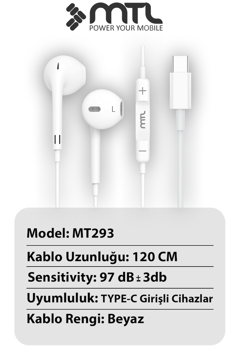 iPhone 16 Uyumlu Tak Çalıştır Stero Type-C Kulaklık MT293A