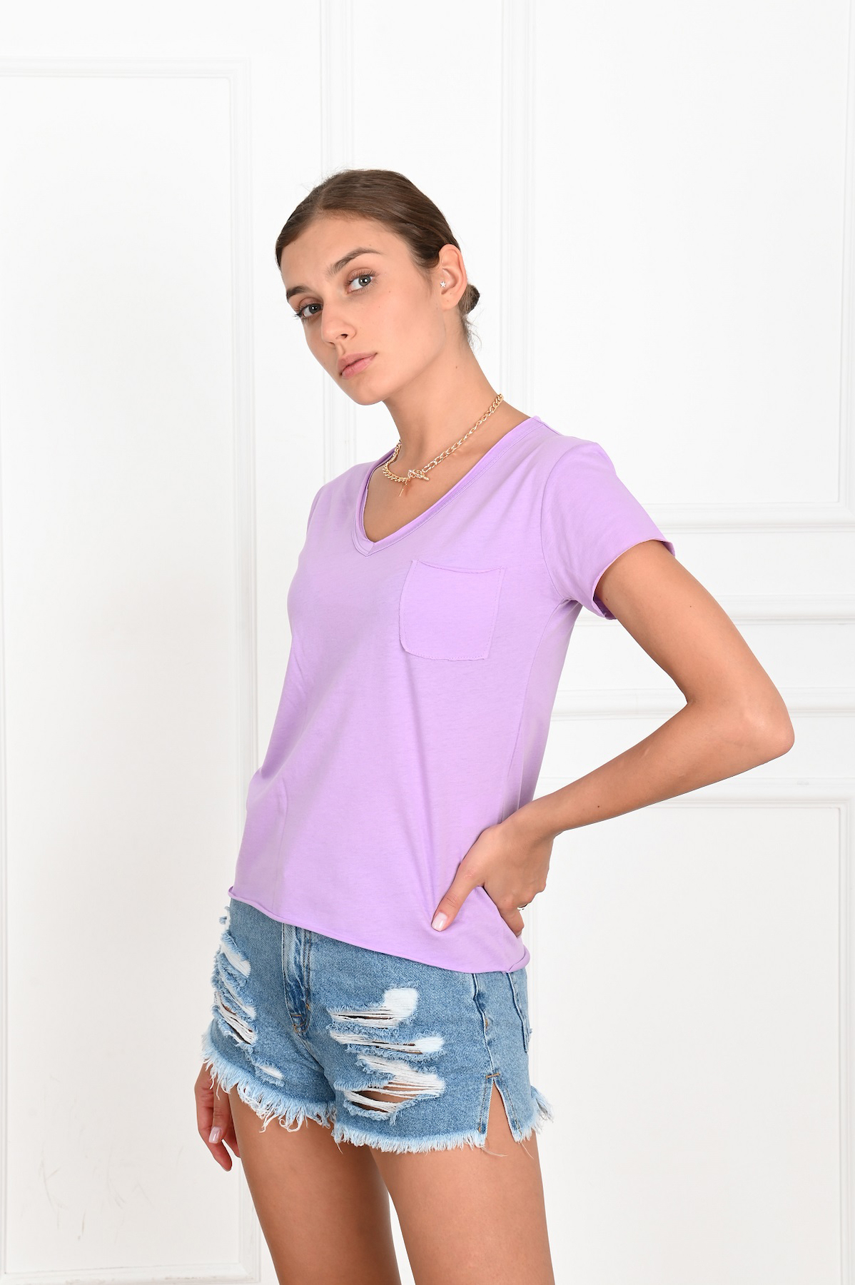 Kadın Basic Cepli Tshirt 8328