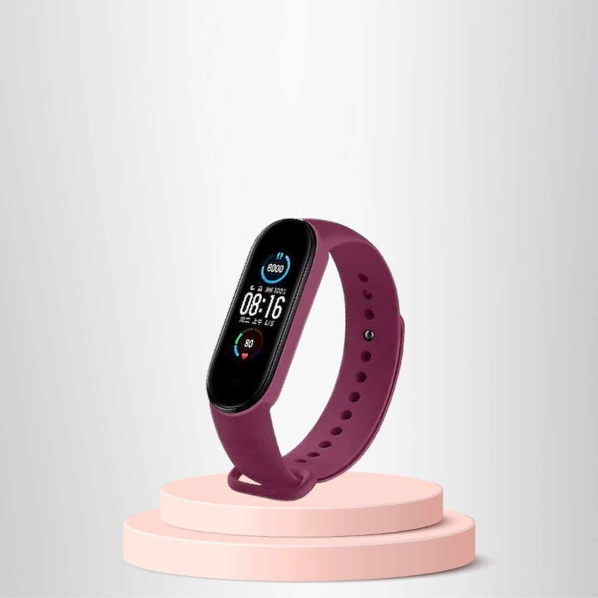 Mi Band 5-6 Uyumlu Silikon Kordon M5-M6 Uyumlu BORDO