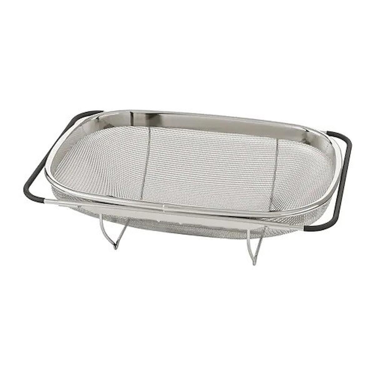 IKEA Paslanmaz Çeli̇k Metal Köşeli̇ Di̇kdörtgen Süzgeç 34 x 23 cm