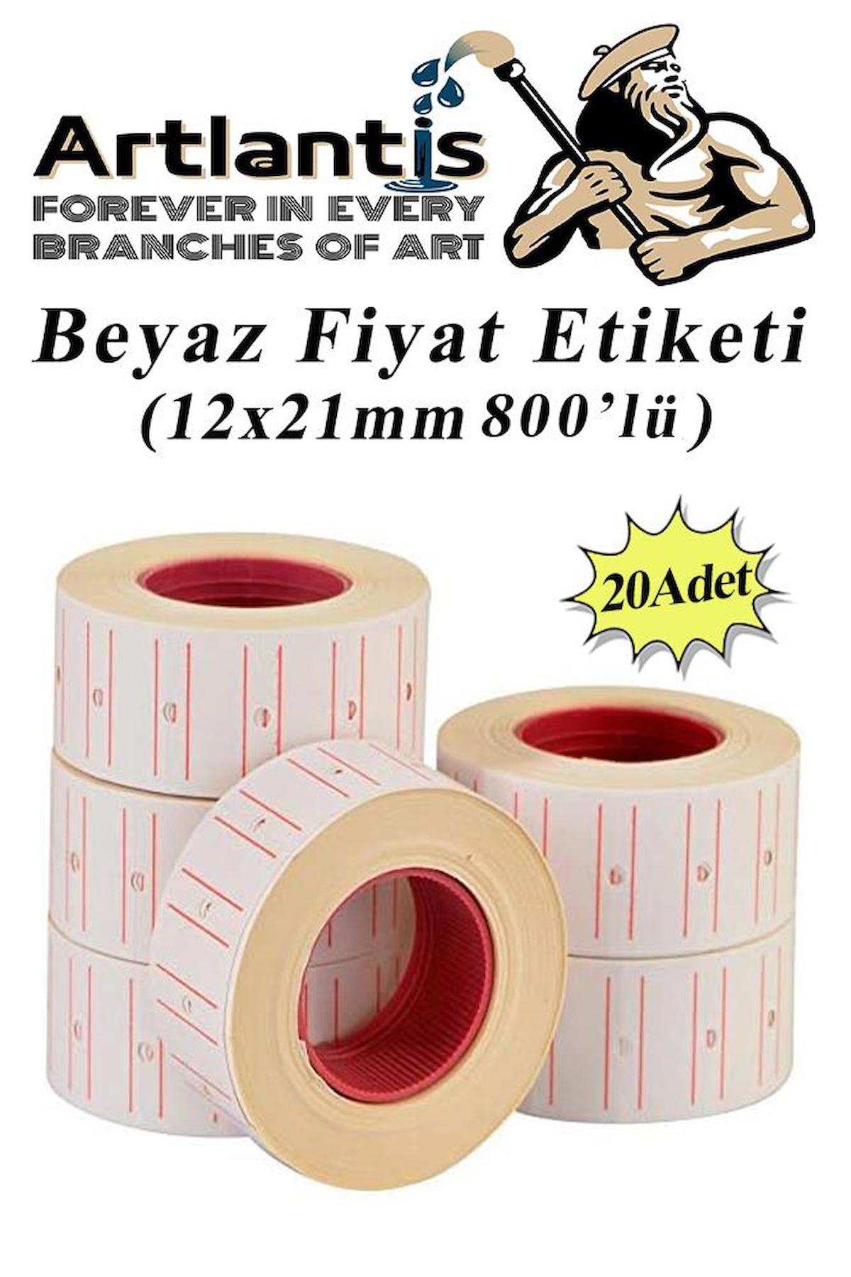 Fiyat Etiketi Beyaz 800'lü 20 Paket 12x21mm Beyaz Fiyat Etiketi Mx-5500 M5500 Hg979 Motex Etiket Makinesi Yedeği