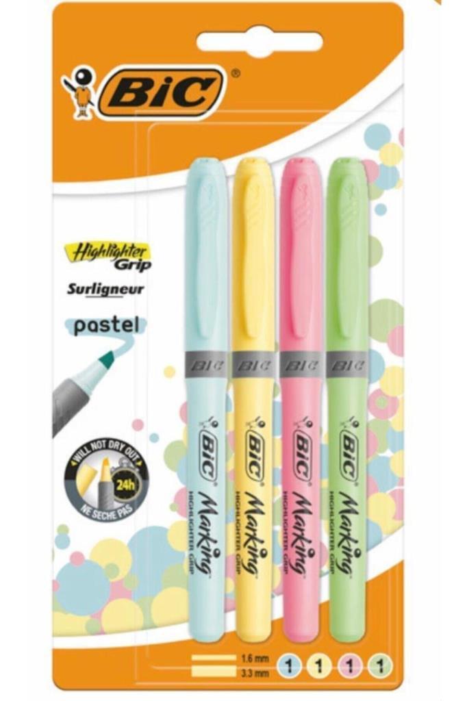 Bic Marking Highlighter Grip Pastel 4 Renk