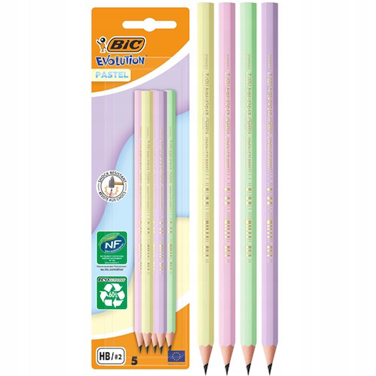 Bic Evol Kurşun Kalem Pastel Renk HB - 5 adet