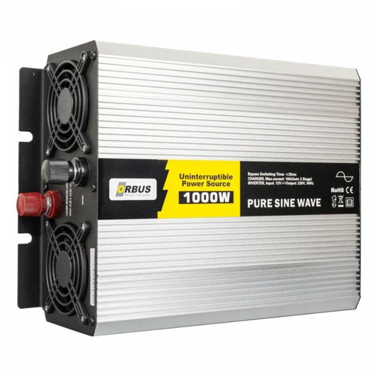 Orbus 1000 WATT 12V-220V ŞARJLI ÇEVİRİCİ Tam Sinüs İNVERTER İNVERTÖR