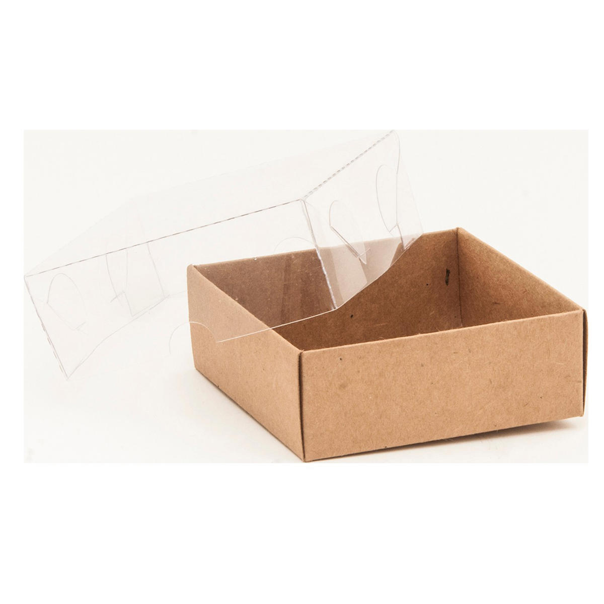 Asetat Kapaklı Karton Kutu Düz Renk 9X9X3 CM (50 Adet)  Kraft