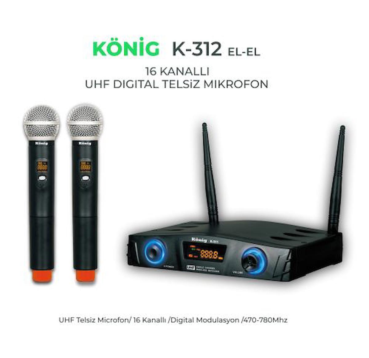 KÖNİG K-312 UHF ÇİFT KANAL 2 EL MİKROFON