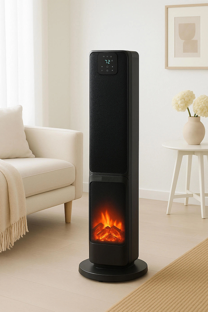 Hoogar German 2701 L Black OLED Şömineli Ekran Dijital Göstergeli Kule Tipi Seramik Fanlı Isıtıcı