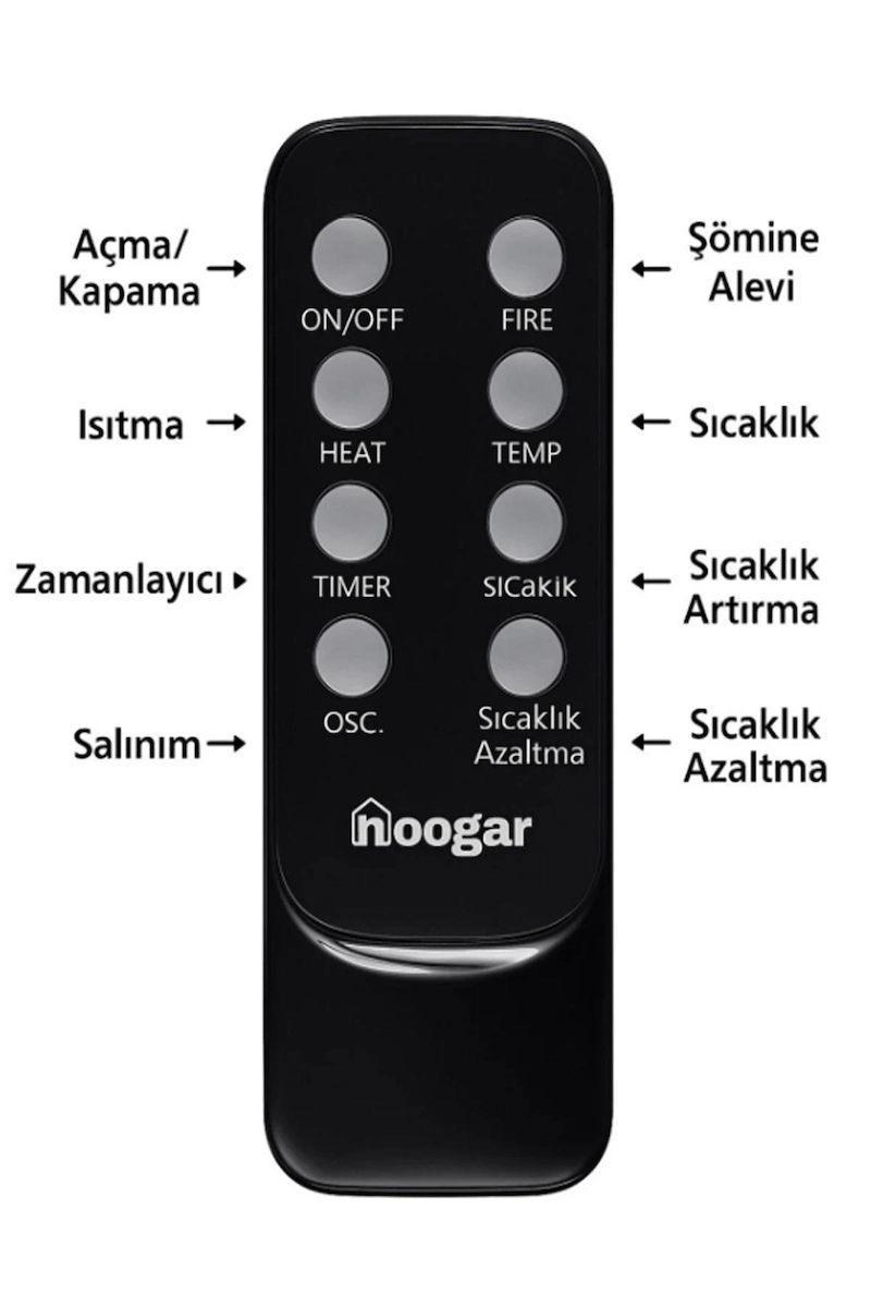 Hoogar German 2075 L Grey Oben Seri OLED Şömineli Ekran Dijital Kule Tipi Seramik Fanlı Isıtıcı