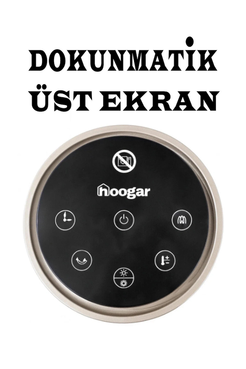 Hoogar German 2075 L Grey Oben Seri OLED Şömineli Ekran Dijital Kule Tipi Seramik Fanlı Isıtıcı