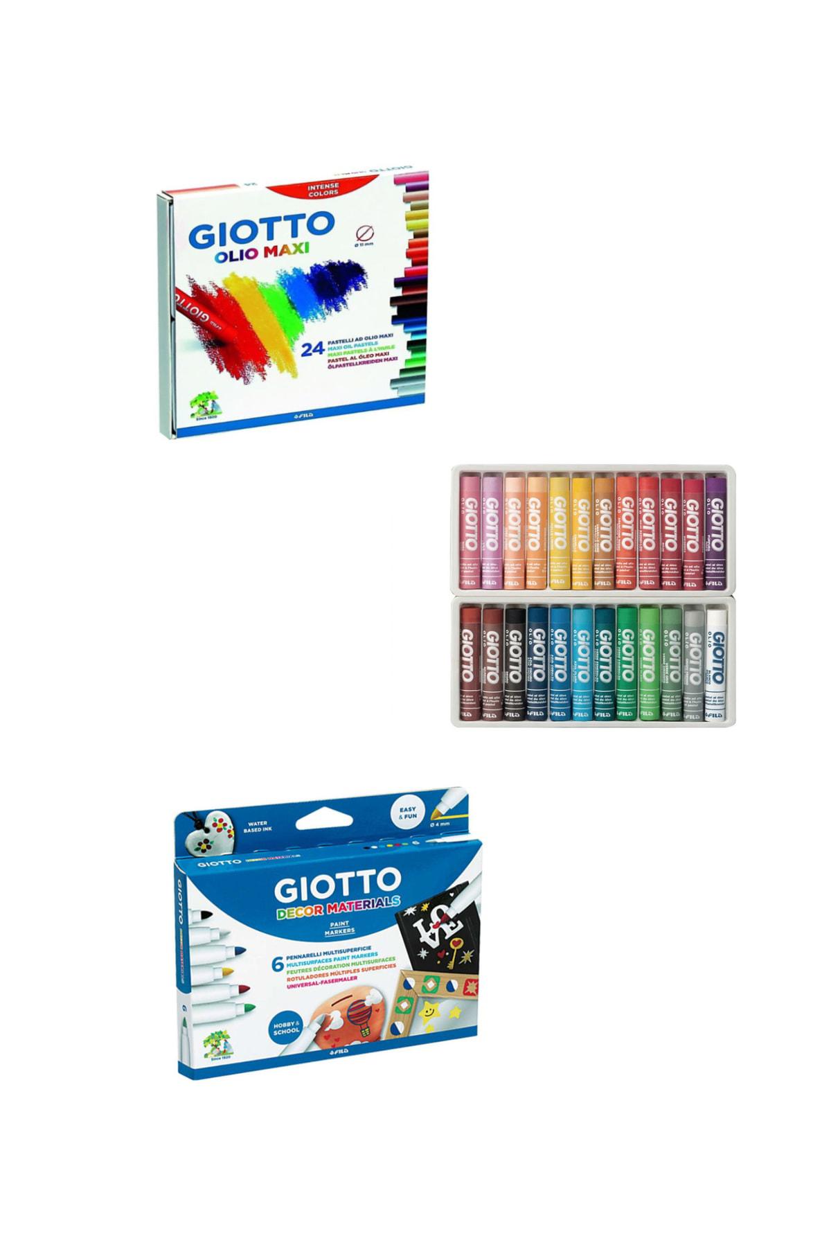 Giotto Olio Maxi 24'lü Pastel Boya-giotto Decor Kumaş Kalemi 6'lı 2'li Set