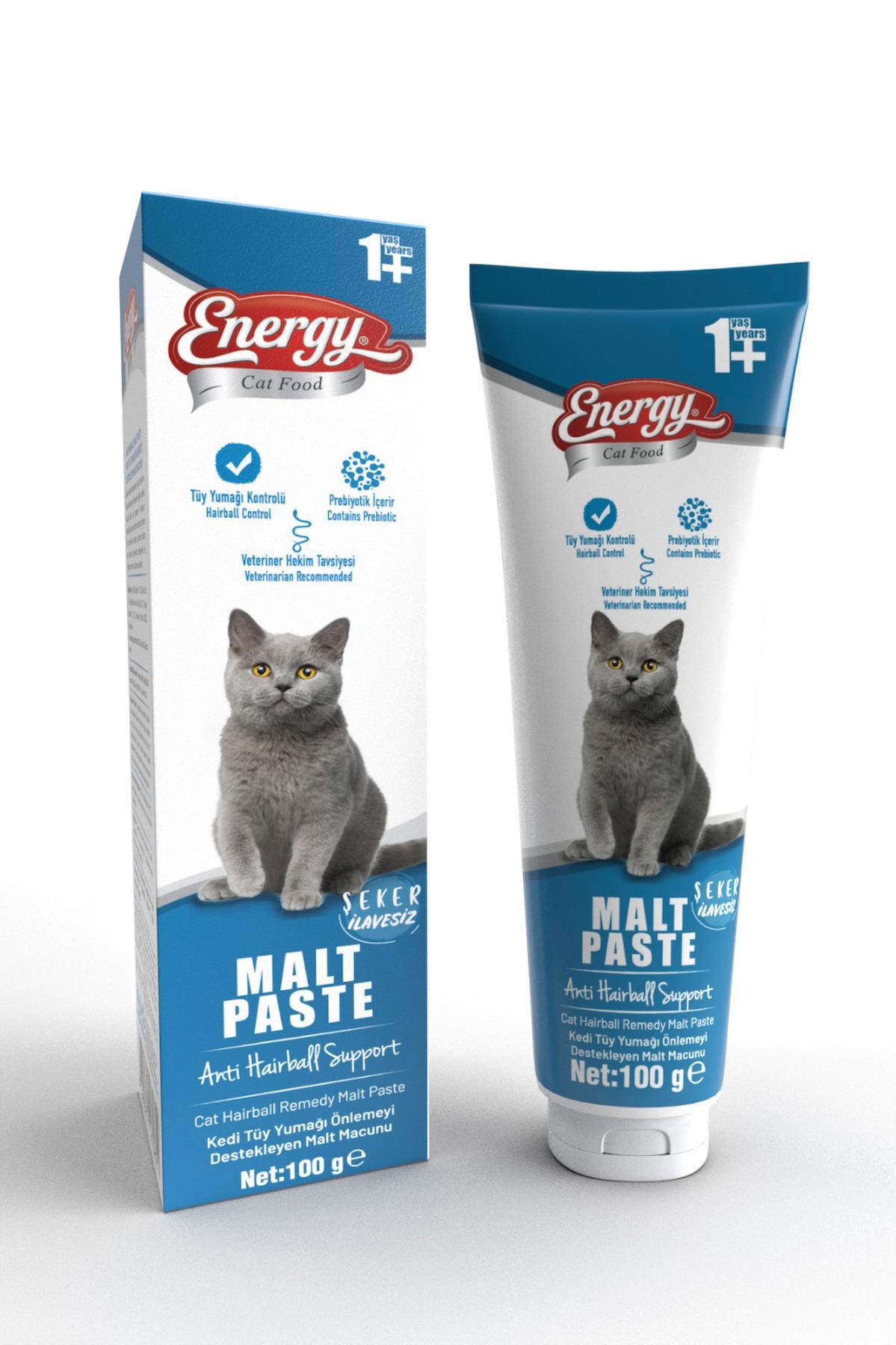 Energy Pet Food Energy Malt Paste 100gr Kediler için Tüy Yumağı Önleyici Anti Hairball Malt Macun