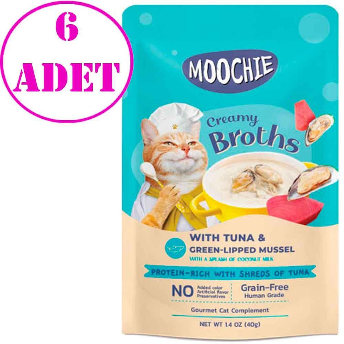 Moochie Kedi Çorbası Parça Ton Balığı Midye Tahılsız 40 Gr 6 AD